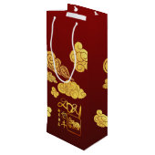 Een Chinees nieuwjaar 2021 WineGB, op papier, met  Wijn Cadeautas (Achterkant Gekanteld)