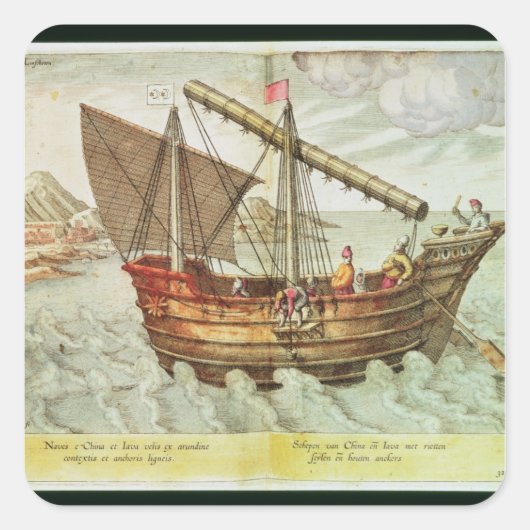 Een Chinese brok Vierkante Sticker (Voorkant)