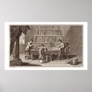 Een Chinese Calligrafieshop, van een rekening van Poster