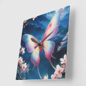 Een Chinese maanmot die tussen kersenbloesems vlie Vierkante Klok (Hoek)