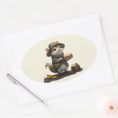 Een Chipmunk uit het oude blok Ovale Sticker (Envelop)