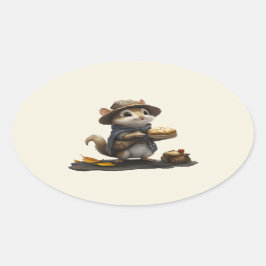 Een Chipmunk uit het oude blok Ovale Sticker