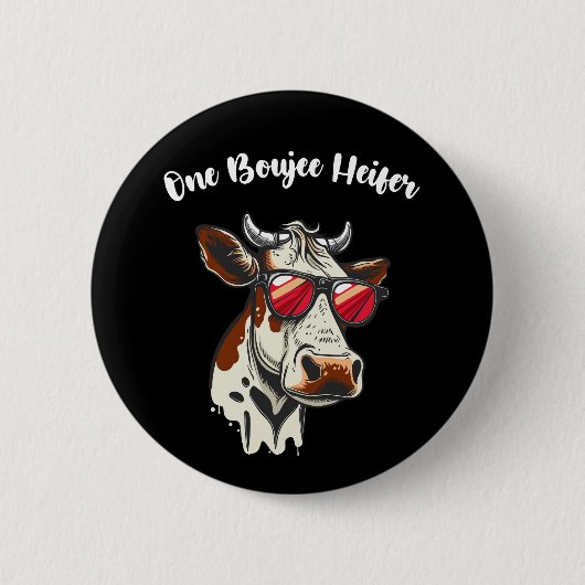 Een chique vaars, grappige koe, vintage retro ronde button 5,7 cm (Voorkant)