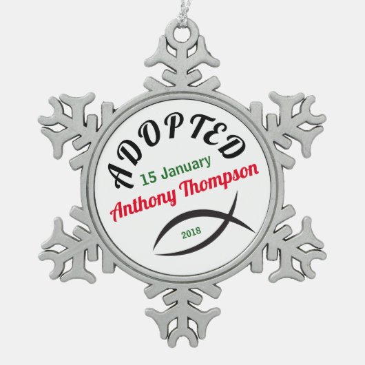 Een Christelijke familie. Tin Sneeuwvlok Ornament (Voorkant)