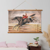 Een circusartiest die op een springpaard rijdt hangend wandkleed (Slaapkamer)