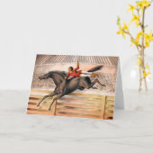 Een circusartiest die op een springpaard rijdt kaart (Gele Bloem)