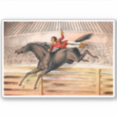 Een circusartiest die op een springpaard rijdt sticker (Voorkant)