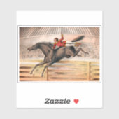 Een circusartiest die op een springpaard rijdt sticker (Vel)