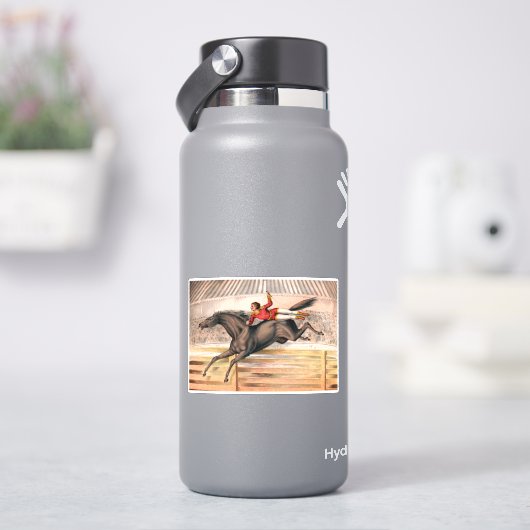 Een circusartiest die op een springpaard rijdt sticker (HydroFlask)