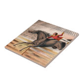 Een circusartiest die op een springpaard rijdt tegeltje (Zijkant)