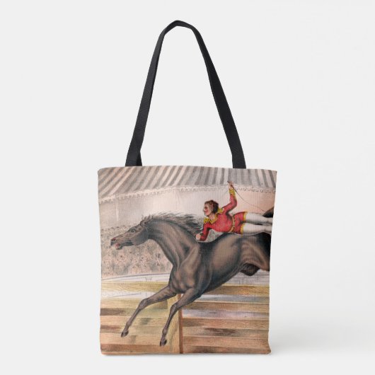 Een circusartiest die op een springpaard rijdt tote bag (Achterkant)