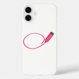 Een cirkel tekenen met een roze markeerstift iPhone 16 plus hoesje