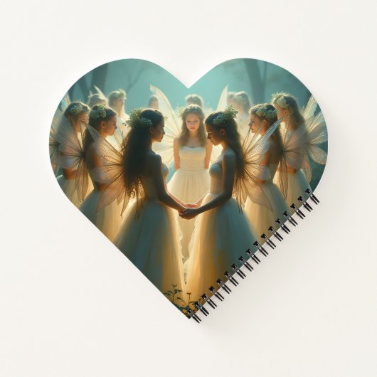 Een cirkel van feeën Hartvormig Notitieboek (Achterkant)