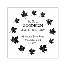 Een cirkel van Maple Leaves Return Address. Rubberstempel