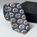 Een cirkelfoto met blauwe strepen stropdas<br><div class="desc">Voeg een afbeelding toe aan dit foto collage patroon. De achtergrond is blauw met streepjes en de foto in een polka dot patroon. Je kunt dit gebruiken als een Vaderdag cadeau of een cadeau voor opa met een foto van de kleinkinderen. Voor het beste resultaat, snijd je foto in een...</div>