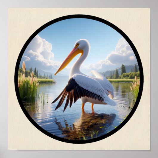 Een cirkelvormig 3D-Afbeelding van een Amerikaanse Poster (Voorkant)