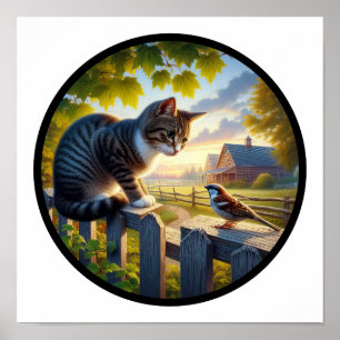 Een cirkelvormig 3D-Afbeelding van een huiselijke  Poster