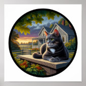 Een cirkelvormig 3D-Afbeelding van een huiselijke  Poster (Voorkant)