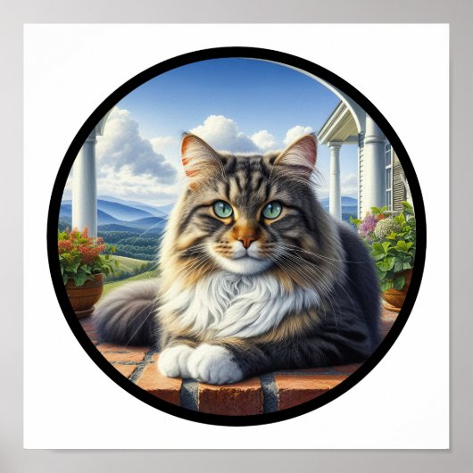 Een cirkelvormig 3D-Afbeelding van een huiselijke  Poster (Voorkant)