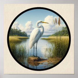 Een cirkelvormig 3D-beeld van een mooie Grote Zilv Poster