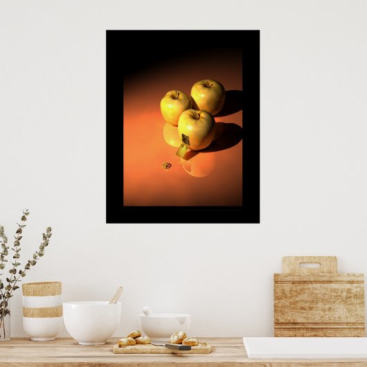 Een clockwork-appel - Golden mécanique Poster (Keuken)