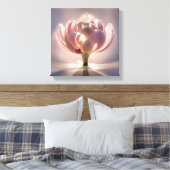 Een close-up blik op de Lotus Bloem Canvas Afdruk (Insitu (Slaapkamer))