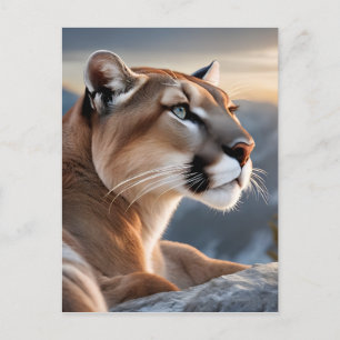 Een close-up portret van een cougar briefkaart