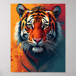 Een close-up poster van de tijger