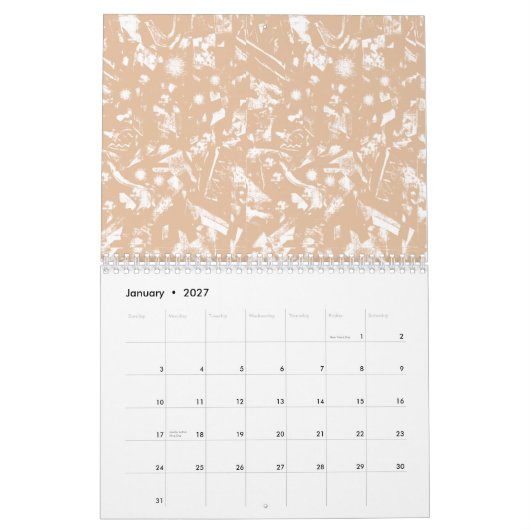 Een close-up uitzicht van een getextureerde wand m kalender (Jan 2027)