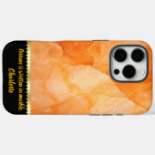 Een close-up uitzicht van levendige oranje marmerp Case-Mate iPhone case (Achterkant (horizontaal))