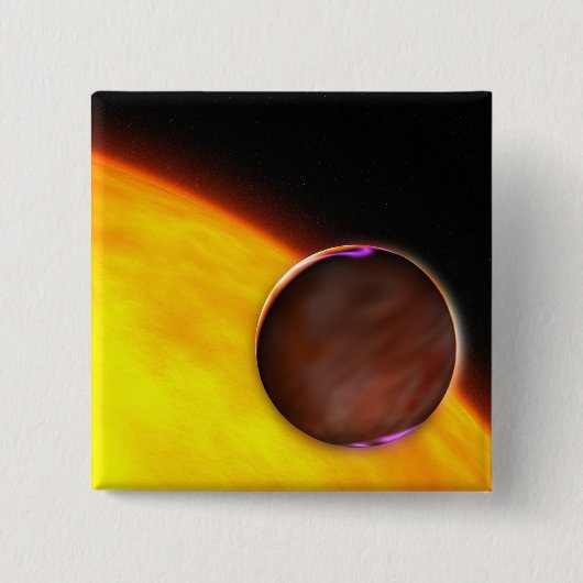 Een close-up van een buiten zonne-energie planeet vierkante button 5,1 cm (Voorkant)