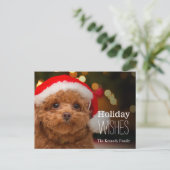 Een close-up van een rode speelgoed poel feestdagenkaart (Staand voorkant)