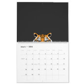Een close-up van het gezicht van een tijger op een kalender (Mar 2026)