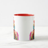 Een clown brengt een regenboogpaard. mok (Midden)