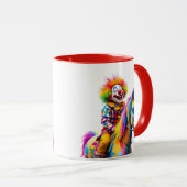 Een clown en een veelkleurig paard. mok (Voorkant rechts)