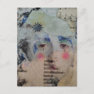 Een clown gezicht abstracte mixed media collage an briefkaart