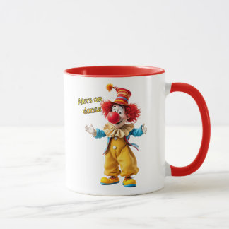 Een clown nodigt je uit te dansen. mok
