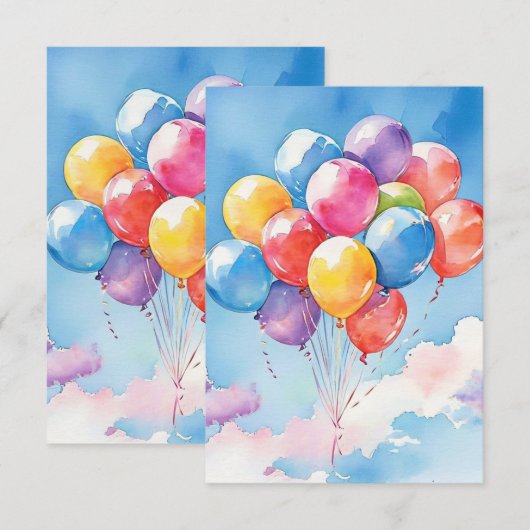 Een cluster van kleurrijke waterverf ballonnen bedankkaart (Voorkant / Achterkant)