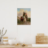 Een coach en vier op een open weg poster (Keuken)