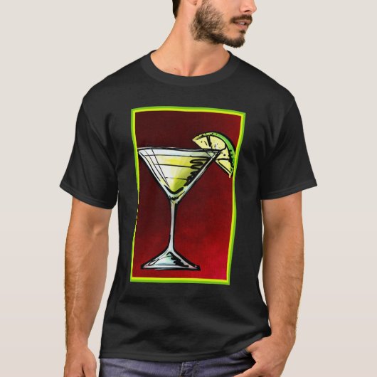 Een Cocktail Drink in een Martini Glass met Limoen T-shirt (Voorkant)