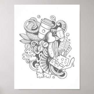 Een collage van diverse artikelen kleurplaat poste poster