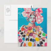 Een collage van een dame in stippenmode briefkaart (Voorkant / Achterkant)