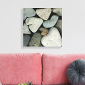 Een collage van hartvormige strandstenen canvas afdruk (Insitu (Woonkamer))