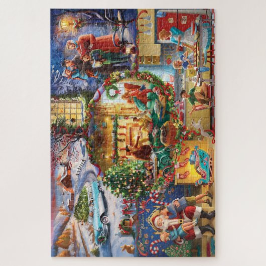 Een collage van kersttradities legpuzzel (Verticaal)