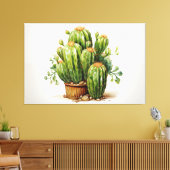 Een Collectie Cactussen - Cactus Illustration Canvas Afdruk (Insitu (Woonkamer))