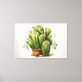 Een Collectie Cactussen - Cactus Illustration Canvas Afdruk (Voorkant)