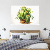 Een Collectie Cactussen - Cactus Illustration Canvas Afdruk (Insitu (Slaapkamer))