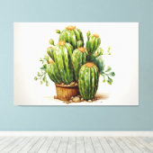 Een Collectie Cactussen - Cactus Illustration Canvas Afdruk (Insitu (Houten vloer))