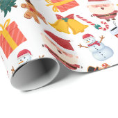 Een Collectie met kerst iconen Cadeaupapier (Rol Hoek)