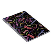 Een collectie van gekleurde woorden die Americ bes Notitieboek (Rechterzijde)